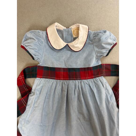 Beaufort Bonnet Company Cindy Lou Sash dress Barrington blue sz 6 plaid holiday - Picture 2 of 10